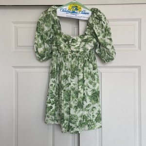 Green and white dress